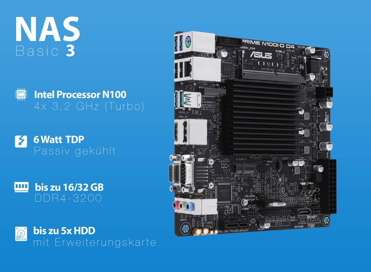 NAS Basic 3 - NAS im Mini-ITX Format für bis zu 5 Festplatten