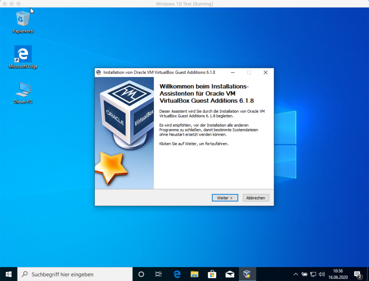 Windows 10 VM mit VirtualBox unter macOS erstellen und optimieren
